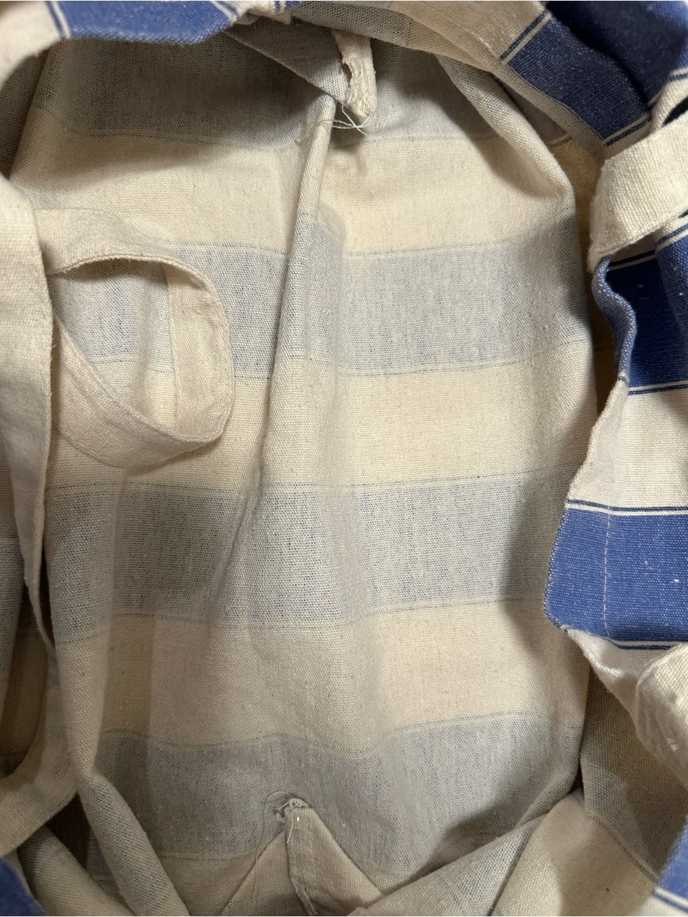 Sezane Blue and Cream Striped Bonjour Canvas Tote - Picture 3 of 3